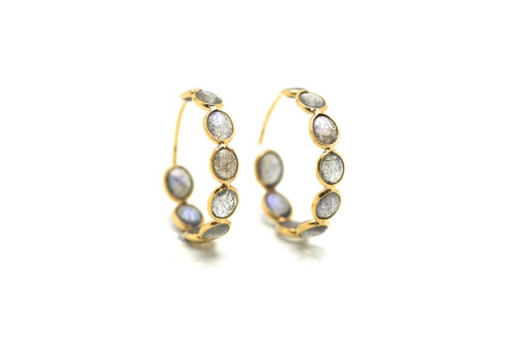 Tresor Collection - Labradorite Hoop Earring In 18k Yellow Gold