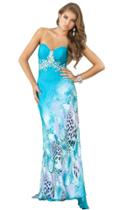 Blush - Strapless Multi Color Long Dress 9330
