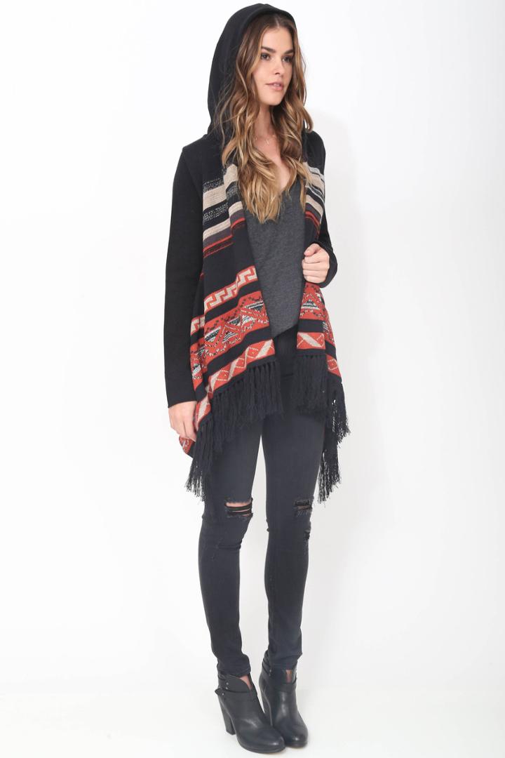 Goddis - Phoebe Hooded Fringe Sweater In Montana