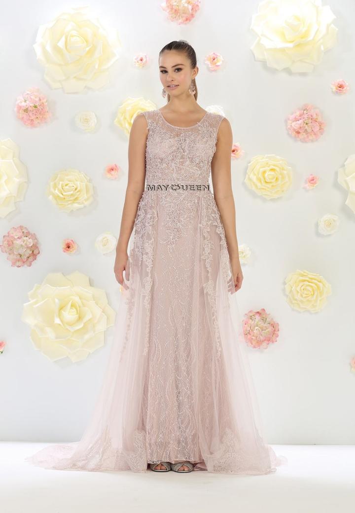 May Queen - Sleeveless With Pearl And Rhinestone Embellishment A-line Dress Rq7469