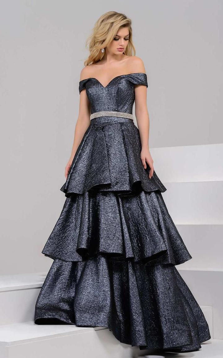 Jovani - 47450 Off-shoulder Tiered A-line Dress