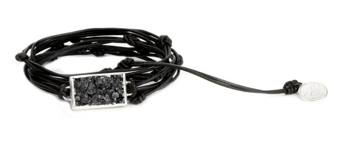 Nina Nguyen Jewelry - Bardot Black Druzy Silver Wrap Bracelet