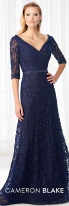 Cameron Blake - 218610 Lace V-neck A-line Evening Dress