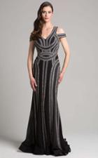 Lara Dresses - 33204 Cold Shoulder V Neck Sheath Long Dress
