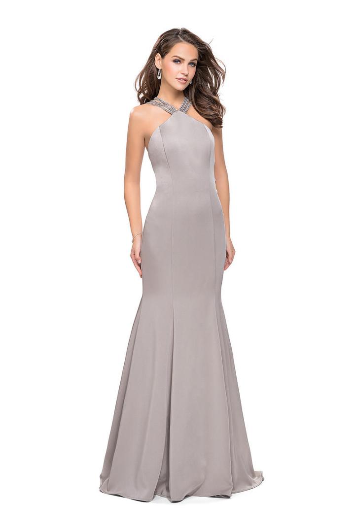 La Femme - 25763 Beaded Strappy Halter Mermaid Dress