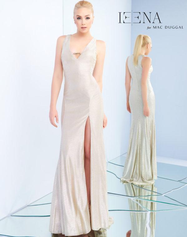 Ieena Duggal - 25909i Fitted V-neck Sheath Evening Gown