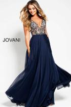 Jovani - 51160 Beaded Deep V-neck Chiffon A-line Dress