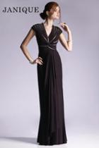 Janique - Cap Sleeve Long Jersey Twist Gown 1337