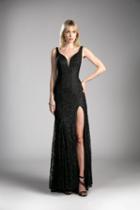 Cinderella Divine - Sleeveless Shimmering Lace Sheath Gown