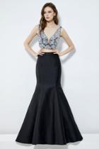 Angela And Alison - 81005 Two-piece Jewel Ornate Bodice Trumpet Gown