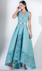 Saiid Kobeisy - 3414 Sleeveless V Neckline High Low Brocade Gown