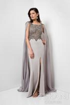 Terani Evening - Imperial Embellished Bateau Neck Chiffon Gown With Cape 1713m3470