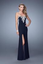 La Femme - 21292 Metallic Embroidered Strapless Gown