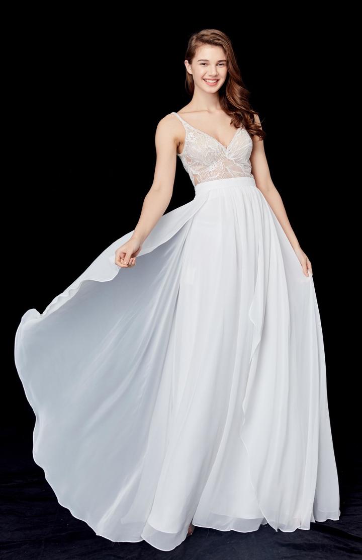 Angela & Alison - 72060 Sequined Chiffon A Line Dress