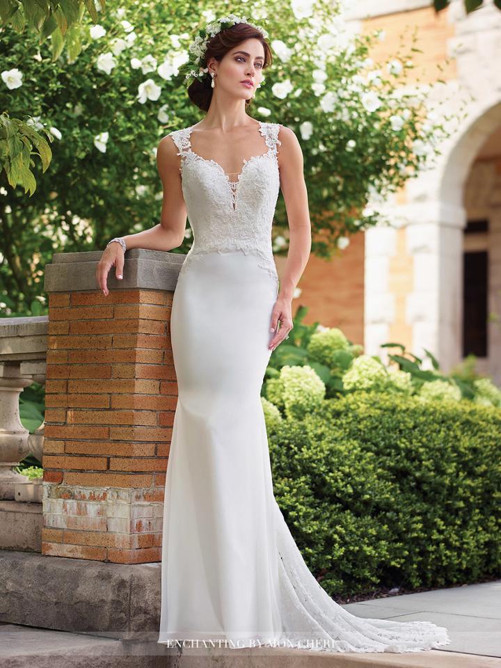 Enchanting By Mon Cheri - 117187 Queen Anne Cutout Lace Wedding Gown