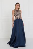 Elizabeth K - Gl1520 Gilded Illusion Halter A-line Dress