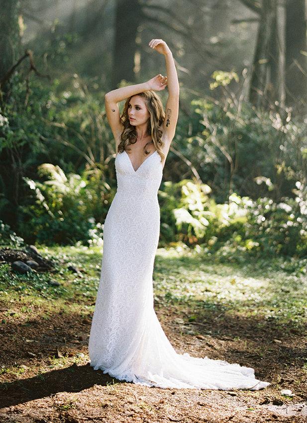 Wilderly Bride By Allure Bridals - F121 Lace V-neck Fitted Bridal Dress