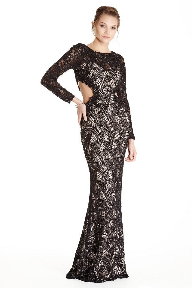 Aspeed - L1784 Bedazzled Long Sleeve Evening Dress