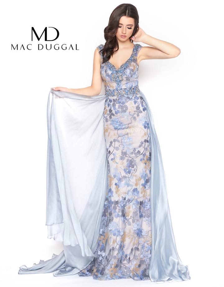 Mac Duggal - 79197d Embroidered V-neck Sheath/a-line Dress