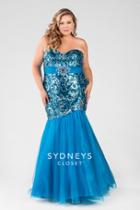 Sydney's Closet - Sc7097 Plus Size Dress In Misty Blue