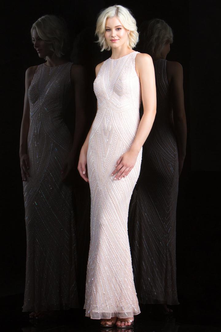 Scala - 48783 Sequin Jewel Sheath Dress