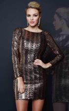 Milano Formals - E1693 Long Sleeved Sequined Cocktail Dress