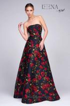 Ieena For Mac Duggal - Fit And Flare Bustier Gown In Black Rose 25263