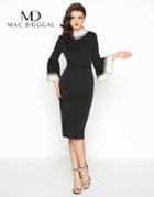 Mac Duggal - 12091r Pearl Beaded Bell Sleeve Sheath Dress