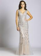 Lara Dresses - 33521 Crystal Embellished V Neck Evening Gown