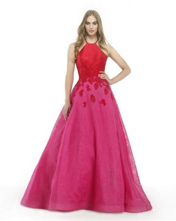 Morrell Maxie - 15793 Floral Embroidered Halter Gown