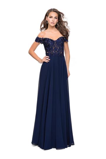 La Femme Gigi - 26070 Beaded Lace Applique Off-shoulder Gown