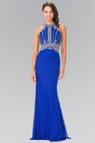 Elizabeth K - Gl2275 Halter Embellished Long Dress