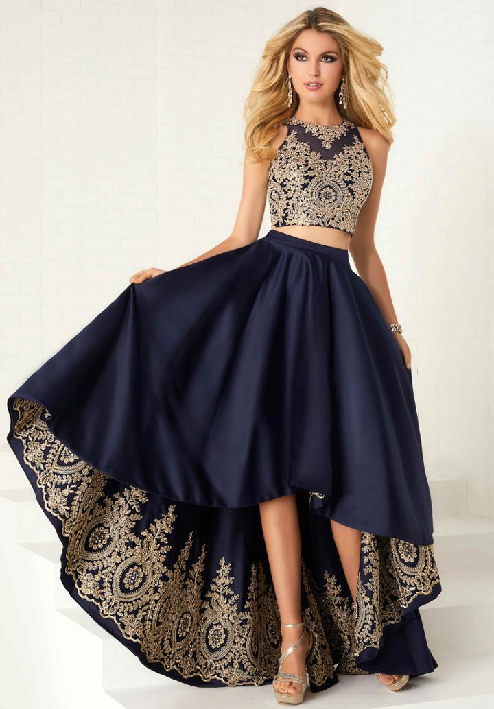 Tiffany Homecoming - 16305 Two Piece Gilded High Low A-line Dress