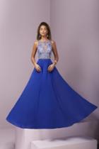Tiffany Homecoming - Luxurious Beaded Illusion Neck Silky Chiffon A-line Dress 46101