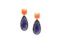 Tresor Collection - Orange Moonstone, Blue Sapphire & Ruby Earring In 18k Yellow Gold