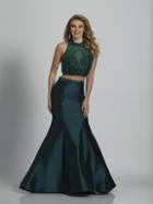 Dave & Johnny - A6124 Two Piece Halter Embellished Trumpet Gown