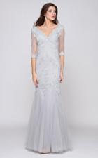 Marsoni By Colors - M162 Embellished V-neck Trumpet Dress