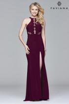 Faviana - 7909 Long Halter Matte Jersey Dress With Lace-up Inserts