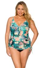 Curve Swimwear Tropical Oasis 397d/dd Adj. Shirred Tankini W/ Removable Cups Top