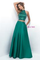 Blush - Jewel Ornate High Halter Satin A-line Gown 11273