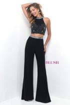 Blush - Two-piece Beaded High Neck Pantsuit 11260