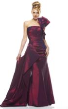 Janique - K-9000 Jeweled Ribbon Sash Gown