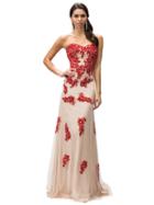 Dancing Queen - Strapless Lace Print Sweetheart Long Dress 8856prom