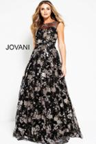 Jovani - 52272 Floral Embroidered A-line Evening Dress