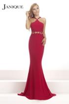 Janique - Alluring Halter Mermaid Dress With Sheers And Lace Appliques K6557