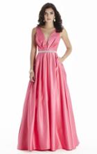 Jolene Collection - 17011l V-neck Pleated Satin A-line Gown
