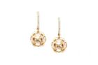 Tresor Collection - Rose Quartz Ball Earrings With Diamond Huggies In 18k Rose Gold