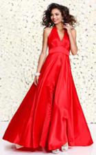 Shail K - Exquisite V-neck A-line Matte Satin Prom Dress 4040
