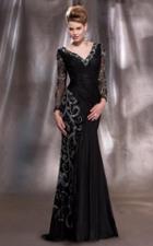 Mnm Couture - 8997 Beaded V Neck Long Sleeves Trumpet Gown