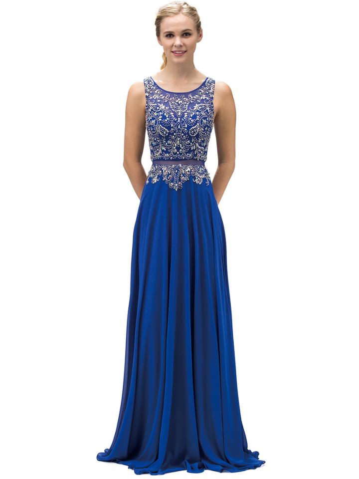 Dancing Queen - Intricately Bejeweled Illusion A-line Cocktail Dress 9150